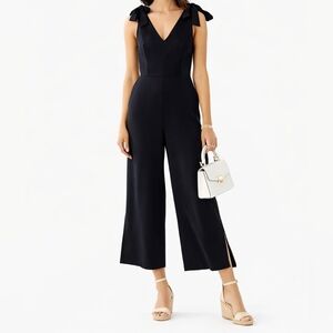 Lilly Pulitzer Danni Black Tie-Shoulder V-Neck Cropped Wide-Leg Jumpsuit 4